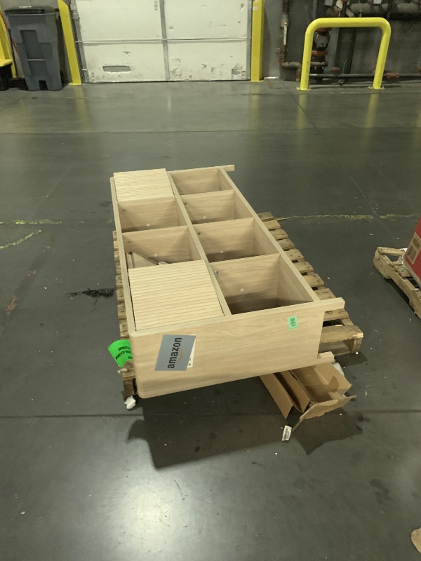 Photo 1 of *****UNSTABLE REQUIRES NEW BOLTS AND SCREWS *****FATORRI 8 Cube Bookshelf with 4 Doors, Modern Mid Century Wood Book Shelf with Storage, Low Horizontal Cubby Bookcase for Home Office (Light Walnut)