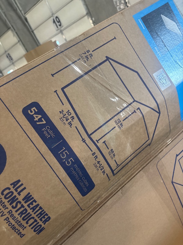 Photo 1 of ****PALLET TRUCK OR TRAILER REQUIRED FOR PICK UP********Suncast 8x10 Ft. Outdoor Storage Shed - Large Resin Outdoor Shed with Floor Included, Lockable Double Doors & Skylights. 547 Cu Ft Tremont Garden Plastic Sheds for Lawn Tools, Riding Mowers, & Bikes