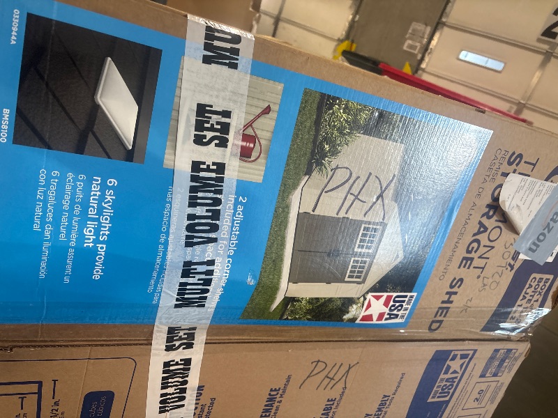Photo 1 of ****PALLET TRUCK OR TRAILER REQUIRED FOR PICK UP********Suncast 8x10 Ft. Outdoor Storage Shed - Large Resin Outdoor Shed with Floor Included, Lockable Double Doors & Skylights. 547 Cu Ft Tremont Garden Plastic Sheds for Lawn Tools, Riding Mowers, & Bikes