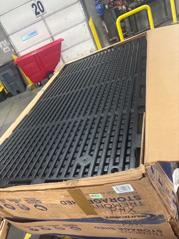 Photo 1 of ****PALLET TRUCK OR TRAILER REQUIRED FOR PICK UP********Suncast 8x10 Ft. Outdoor Storage Shed - Large Resin Outdoor Shed with Floor Included, Lockable Double Doors & Skylights. 547 Cu Ft Tremont Garden Plastic Sheds for Lawn Tools, Riding Mowers, & Bikes