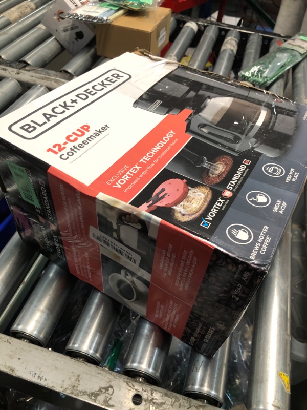 Photo 1 of ***(MINOR DAMAGE/ SEE NOTES FOR DETAILS)***BLACK+DECKER 12-Cup Coffee Maker with Easy On/Off Switch, Easy Pour, Non-Drip Carafe with Removable Filter Basket, Vortex Technology, Black