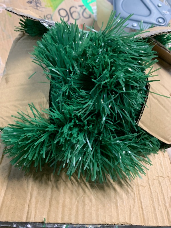 Photo 1 of ***(HEAVILY USED/ MINOR DAMAGE)***39.4ft Pre- Christmas Garland with Lights, 150 Warm Artificial Lighted Tinsel Pine Garlands for Decoration Christmas Xmas Winter Garland for Mantle Door Stairs Party Indoor Outdoor Home Decor