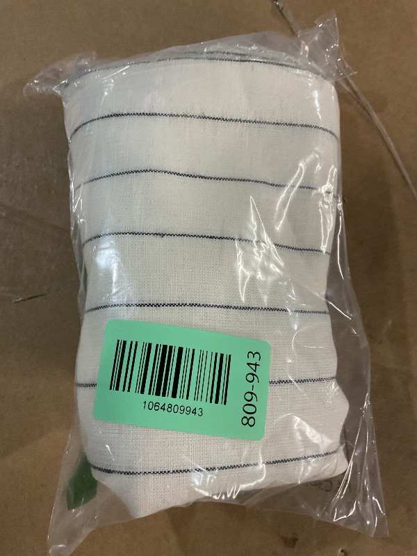 Photo 1 of Solino Home Linen Striped Table Runner 108 Inches Long - Pinstripe 100% Pure Linen Ivory and Black Dining Table Runner 14 x 108 Inch for Christmas, New Year