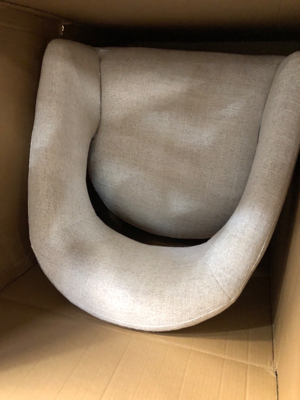 Photo 1 of ***PARTIAL SET - PRICE ADJUSTED***
KISLOT Upholstered Dining Chairs with Casters No Assembly Modern Barrel Armchair with Rollers for Diningroom Bedroom Livingroom Reading Room,Set of 2,White