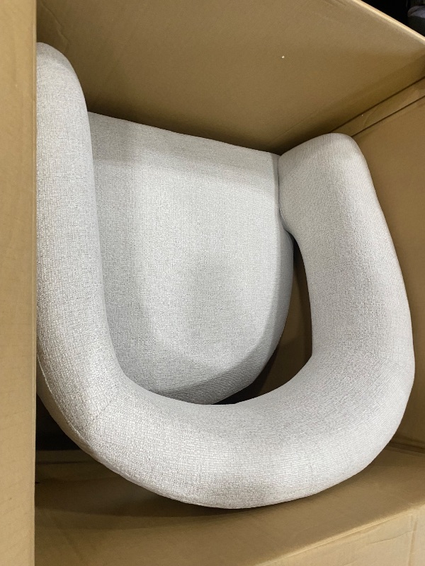 Photo 1 of **FOR PARTS ONLY**
**TWO BOX SET**KISLOT Upholstered Dining Chairs with Casters No Assembly Modern Barrel Armchair with Rollers for Diningroom Bedroom Livingroom Reading Room,Set of 2,White