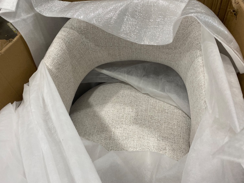 Photo 1 of **FOR PARTS ONLY**
**TWO BOX SET**KISLOT Upholstered Dining Chairs with Casters No Assembly Modern Barrel Armchair with Rollers for Diningroom Bedroom Livingroom Reading Room,Set of 2,White