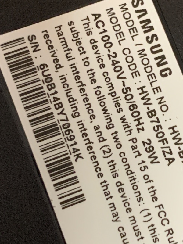 Photo 1 of ***(MISSING PARTS/ SEE NOTES FOR DETAILS)***Samsung B-Series Soundbar HW-B750F 5.1 ch Subwoofer (2025 Model) Voice Enhance Mode, Q-Symphony, Adaptive Sound