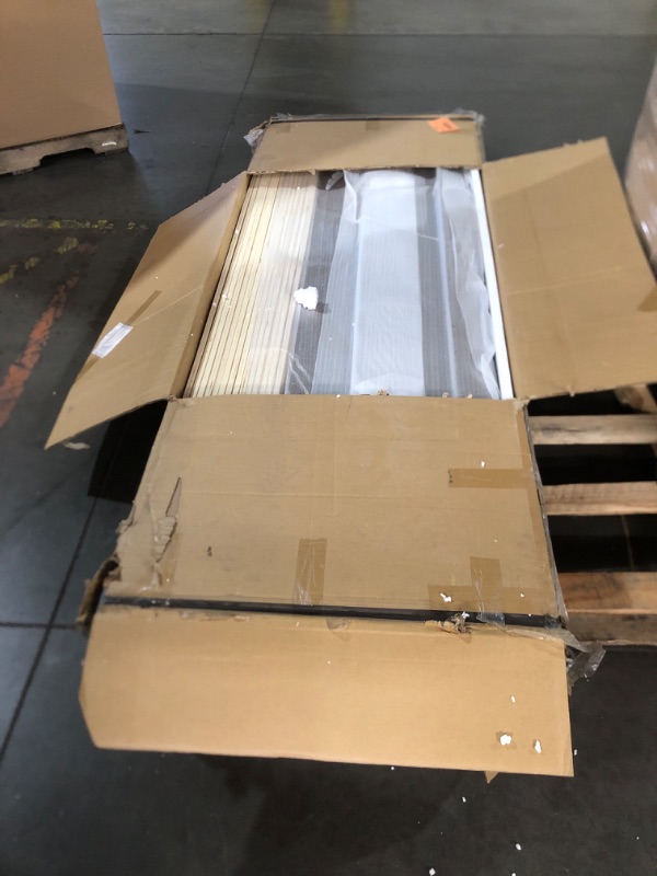 Photo 1 of **PARTS ONJLY*** Lexicon California King Bed Frame with Light Grey Chenille Headboard, Mid Century Modern Bed Frame, Wood Platform Bed with Slats, No Box Spring Needed, Easy Assembly