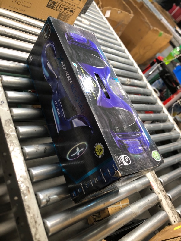 Photo 1 of **PARTS ONLY CRACKED AND LOSSE PARTS INSIDE**
Hover-1 All-Star Self Balancing Scooter 7MPH Top Speed, 7MI Range, Dual 200W Motor, 5HR Recharge, 220lbs Max Weight, LED Wheels & Headlights