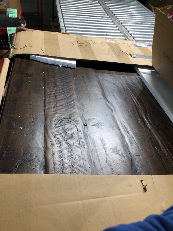 Photo 2 of FOLUBAN Black Coffee Table, Modern Rustic Wood Center Table with Storage for Living Room, Industrial Rectangle 2 Tier Cocktail Tea Table, Black Oak