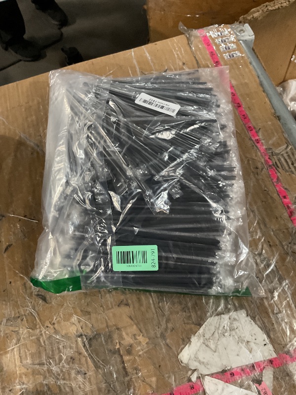 Photo 1 of [400 Pcs] Black Individually Wrapped Disposable Plastic Straws(7.5" longX0.23" diameter)