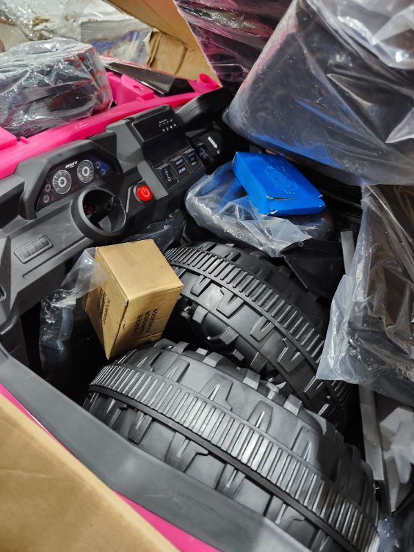Photo 1 of ***************Missing parts for dump bed to function**************
24V Ride on Toy for Big Kid,Ride on Car 2 Seater w/Sun Shade,Dump Bed & Shovel,4.5MPH,4WD Electric Car for Kids,Battery Car w/Remote,Kids Ride on Truck,3 Speeds,LED Lights,Bluetooth, Pink