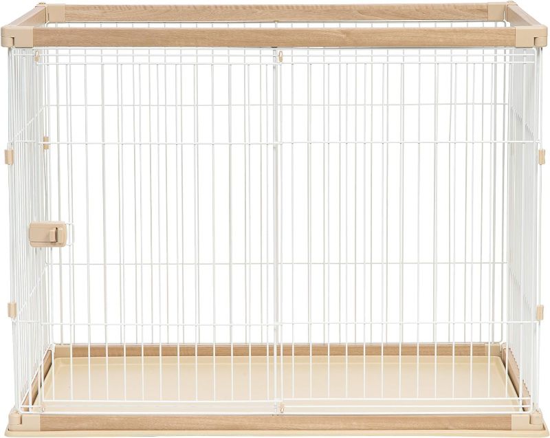 Photo 1 of ***STOCK PHOTO FOR REFERENCE ONLY*** IRIS USA Large Tall Dog Crate, Dog Kennel Indoor with Sliding Door & Bottom Tray, Dog Cage, Wire Pet Pen, Stylish Wood-Like Trim, Light Brown