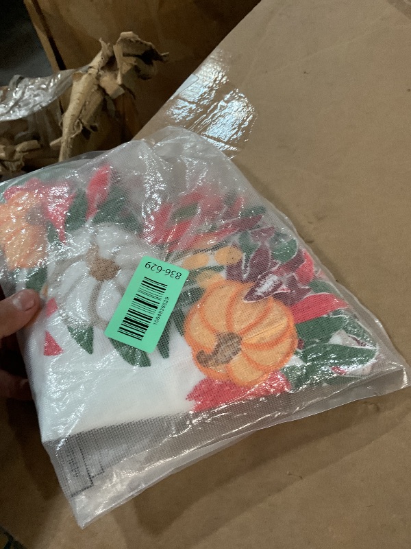 View 2 of ***(HEAVILY USED/ MINOR DAMAGE)***Tigeen Thanksgiving Placemats Set of 8, 15 Inch Round Fall Pumpkin Place Mats Cutwork Embroidered Maple Leaves Autumn Table Mats for Fall Autumn Harvest Holiday Kitchen Dining Home Table Decor