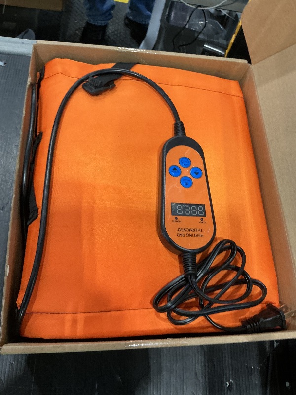 Photo 1 of 1 Pack Propane Tank Heater Blanket Gas Cylinder Tank Heater with Thermostat Controller Adjustment 41-122 °F and Timer Function, Propane Buckets Warmer Blanket Fit for 5-40LB Tanks