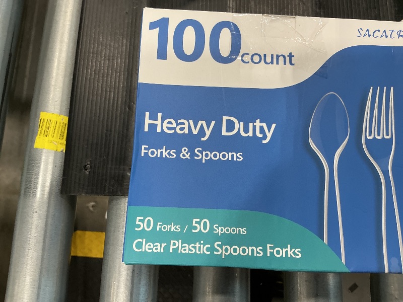 Photo 1 of 100 Count Plastic Silverware Heavy Duty -50 Forks, 50 Spoons, BPA-Free, Heat Resistant, Disposable Plastic Utensils Set, Plastic Cutlery Set, Plasticware Suitable for Party Everyday Use