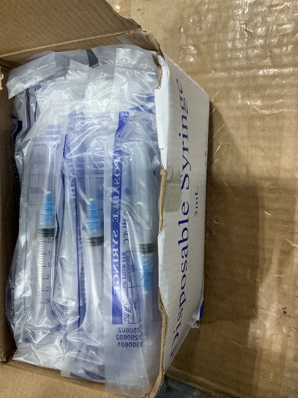 Photo 1 of 100 Pack 3ml Syringes with Needle 23Ga 1 Inch,Disposable Luer Lock Syringe for Liquids Dispensing,Scientific Labs