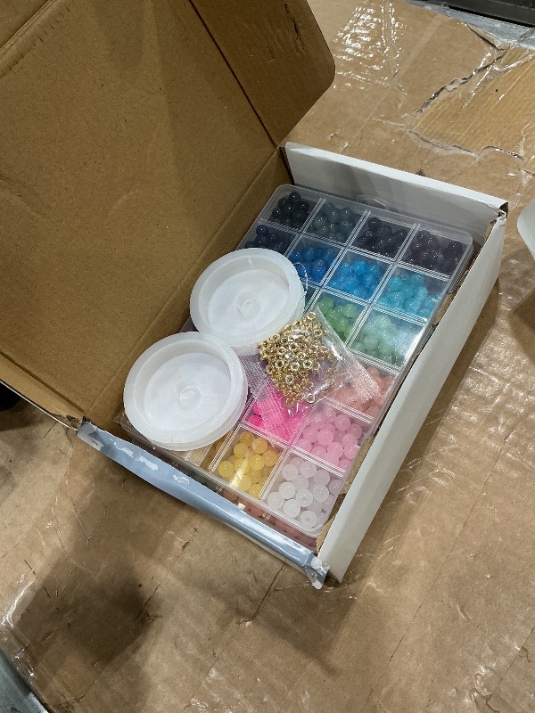 Photo 1 of ?2 Pack? More Than 1300PCS Round Glass Beads for Jewelry Making,48 Colors 8mm Crystal Beads for Bracelets Jewelry Making and DIY Crafts, 2 Box Round Beads Suitable for Beginners. (Solid+Printing)