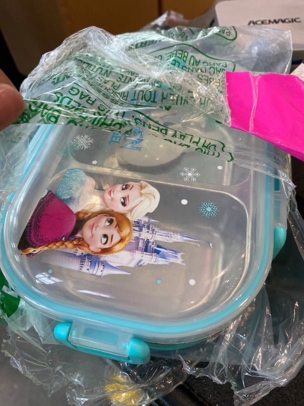 Photo 1 of *MINOR DAMAGE - USED*
Finex Blue Reusable Stainless Steel Bento Box 2 Compartment Food Container Set with Clear Lid & Spoon - Princess