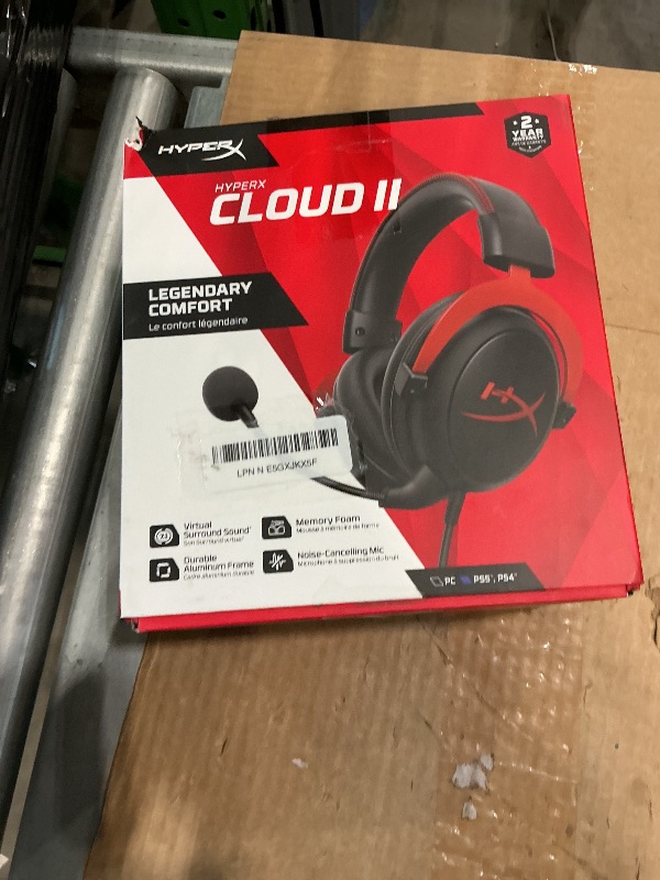 Photo 1 of **MAJOR DAMAGE**
HyperX Cloud II Gaming Headset - 7.1 Surround Sound - Memory Foam Ear Pads - Durable Aluminum Frame - Multi Platform Headset - Works with PC, PS4, PS4 PRO, Xbox One, Xbox One S - Red (KHX-HSCP-RD)