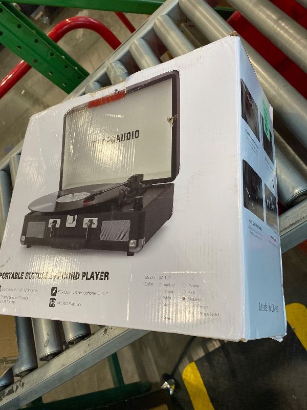 Photo 1 of *USED*
Vinyl Record Player 3 Speed Bluetooth Portable Suitcase Belt-Driven Record Player with 2 Built-in Stereo Speakers Vinyl Vintage Turntable Records Player with RCA Line Out, AUX Out (Smoke Blue)