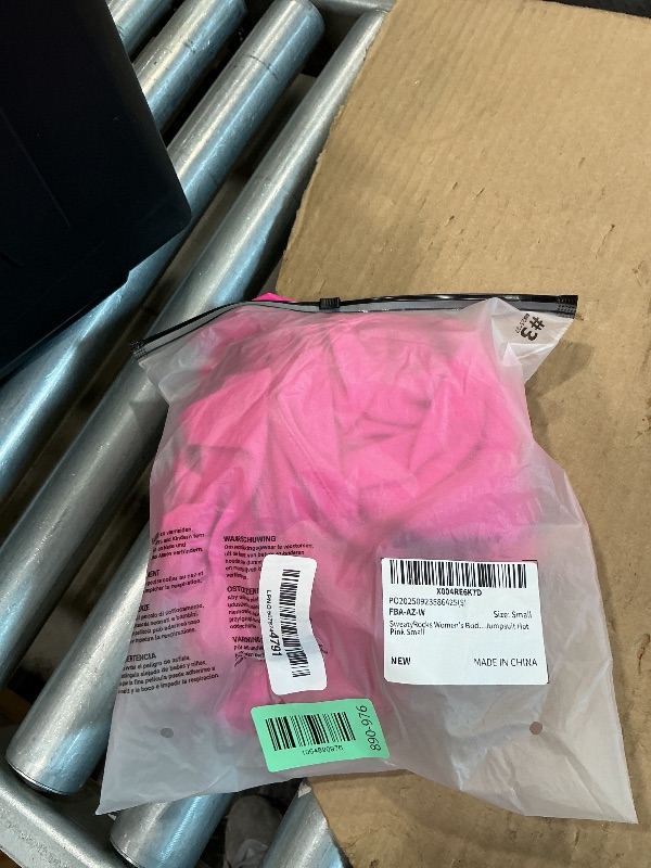 Photo 1 of *USED*
SweatyRocks Women's Bodysuit Mock Neck Casual Ruched Long Sleeve Jumpsuit Hot Pink Small