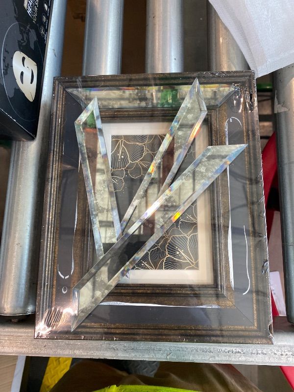 Photo 1 of ***MAJOR DAMAGE*** YUNDINGJI 5x7 Mat 4x6 Beveled Antique Mirror Arc Edge Photo Frame-Organic Glass Black Velvet Back Panel for Family,Wedding,Festival,Art,Wall,Tabletop,Decoration and Display.
