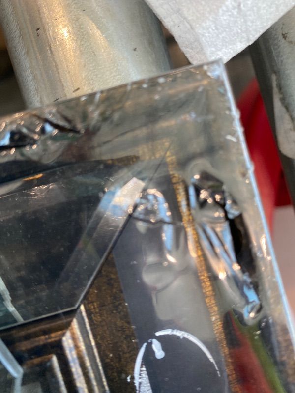 Photo 1 of ***MAJOR DAMAGE*** YUNDINGJI 5x7 Mat 4x6 Beveled Antique Mirror Arc Edge Photo Frame-Organic Glass Black Velvet Back Panel for Family,Wedding,Festival,Art,Wall,Tabletop,Decoration and Display.