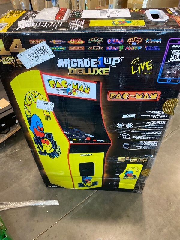 Photo 1 of *USED*
Arcade1Up PAC-MAN Deluxe Arcade Machine, built for your home, with 5-foot-tall full-size stand-up cabinet, 14 classic games, and 17-inch screen