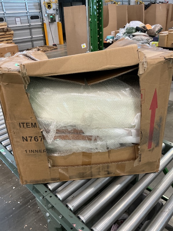 Photo 1 of ***PARTIAL SET*** Christopher Knight Home Mores Low Profile Accent Chair Set of 2, Modern Living Room Armless Lounge Chair, Fabric Comfy Reading Chair for Bedroom, Wooden Frame and Thick Padded Seat, White+Walnut