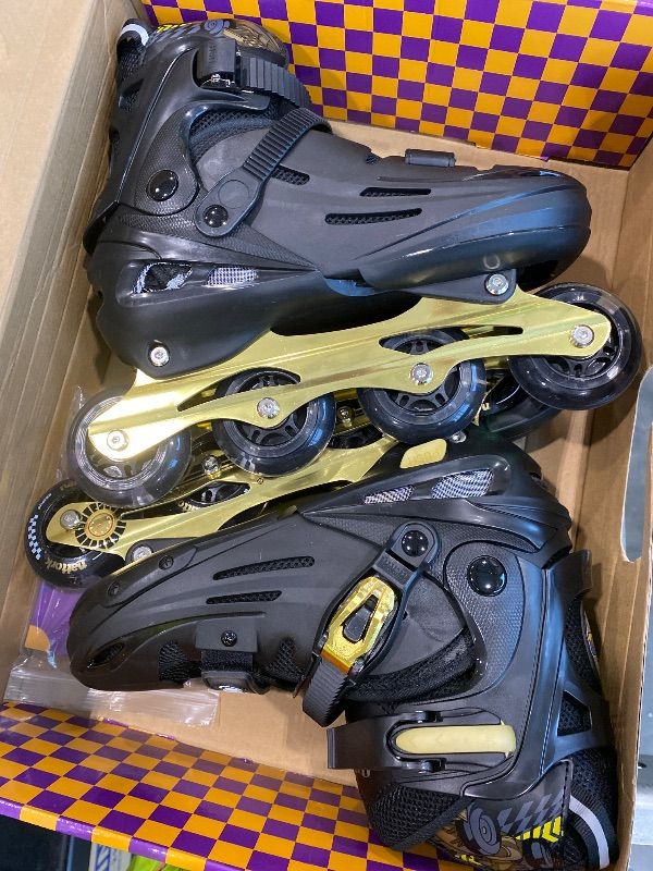 Photo 1 of *MINOR DAMAGE - USED*
Kids Inline Skates Cool Racing Car Decoration Blades Roller for Boys Girls - Golden for Teenagers Youth Age 10 11 12 - Adjustable All Light up Wheels Indoor Outdoor Birthday Gift for Son and Grandson