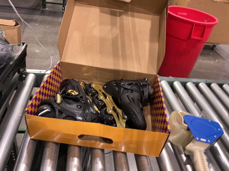 Photo 1 of *MINOR DAMAGE - USED*
Kids Inline Skates Cool Racing Car Decoration Blades Roller for Boys Girls - Golden for Teenagers Youth Age 10 11 12 - Adjustable All Light up Wheels Indoor Outdoor Birthday Gift for Son and Grandson