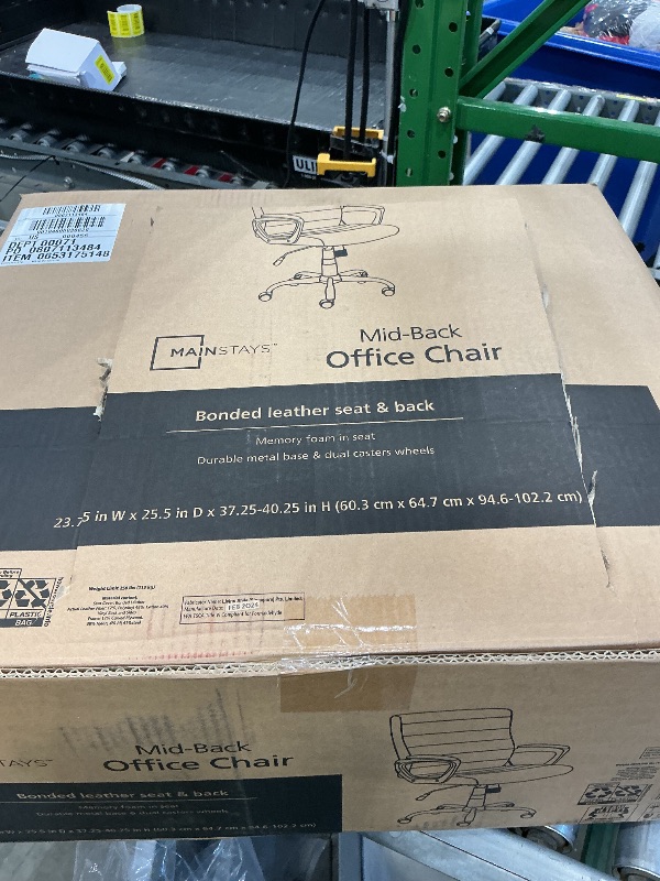 Photo 1 of ***similar item***Office Chair Adjustable Desk Chair Mid Back Executive Comfortable Bonded Leather Ergonomic Back Support Home Computer Chair with Padded Flip-up Armrest Swivel Wheels (Black)