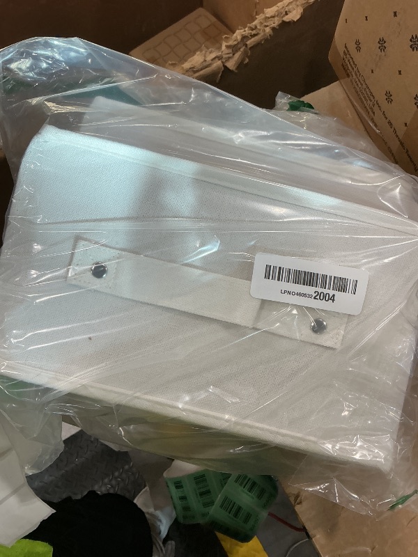 Photo 1 of *MINOR DAMAGE - USED*
GUOHNHE Storage Bins, 3 Pack Foldable Cloth Basket, Cube Organizer with 2 Handles, Suitable for bedrooms, living rooms, wardrobes, and workspaces, White & Ivory, 13 x 9.1 x 5.5 In, XSNY11WS-3