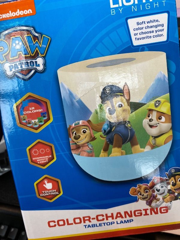 Photo 1 of *UNTESTED*
Lights By Night Paw Patrol Tabetop Lamp Color-Changing Dimmable White Light Color-Changing - Ideal for Children's Bedroom, Bathroom, Playroom - USB Powered - 81918