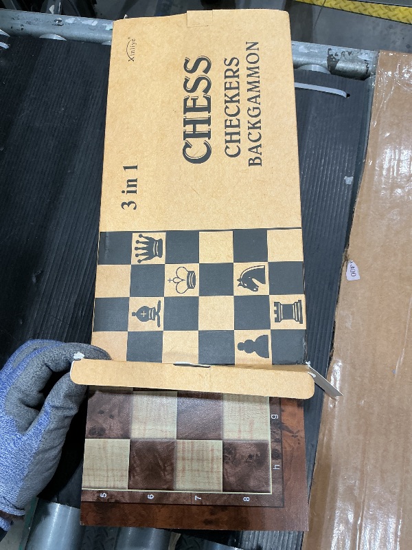 Photo 1 of Folding Storage Wooden Chess Board Sets - 3 in 1 Chess Board Game for Adults and Kids (Backgammon, Checkers), Exquisite Wooden Chess Set