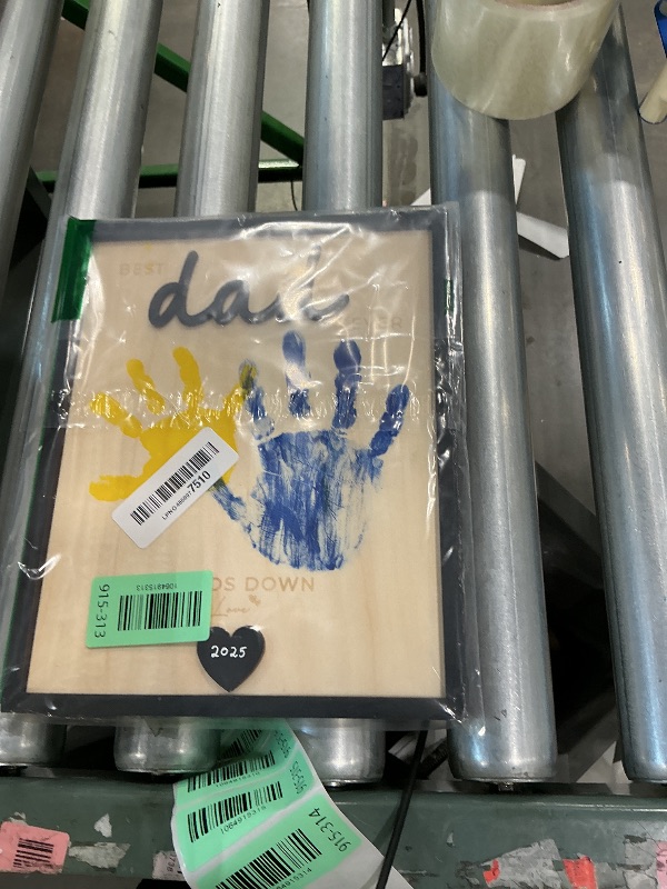 Photo 1 of 10" Hands Down Best Dad Ever DIY Handprint Kit with Acrylic Paint, Art Craft Family Keepsake Wood Frame Dad Keychain Birthday Father's Day Gift for Daddy, Papa Family Sign with Kids Names HF90-D