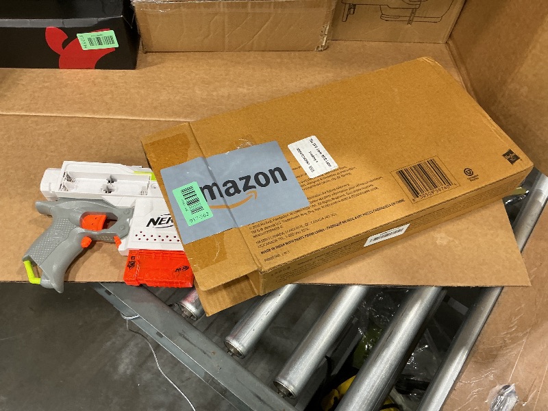 Photo 1 of ****FINAL SALE NOT RETURNS****
MISSING ITEMS*** 
Nerf Modulus Stryfe Motorized Blaster - Fires 6 Darts in a Row - Includes Drop Grip, Barrel Extension, 6-Dart Clip, 6 Nerf Elite Darts (Amazon Exclusive)