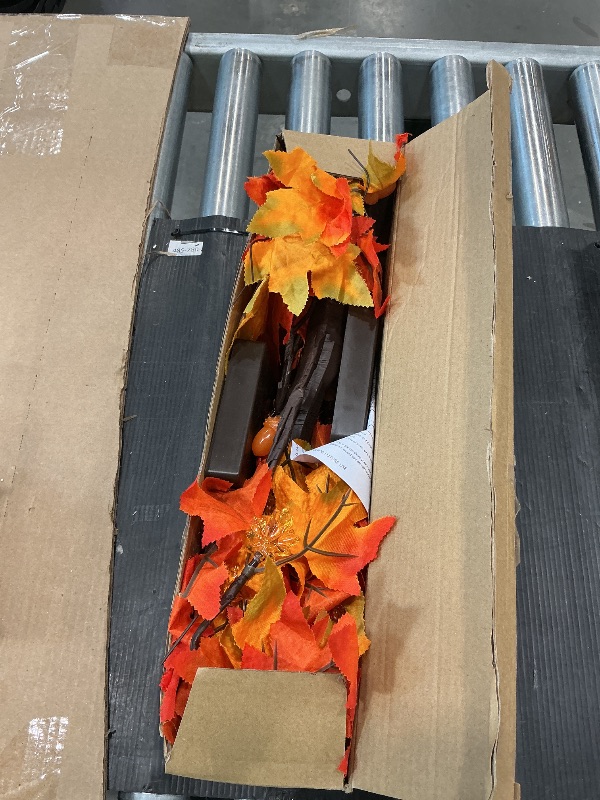 Photo 1 of [2 Pack] 24" LED Maple Tree Fall Decor - Battery Operated Tabletop Thanksgiving Tree with 24 Lights, 48 Autumn Leaves & 12 Acorns, Detachable Branches for Indoor Home Decor