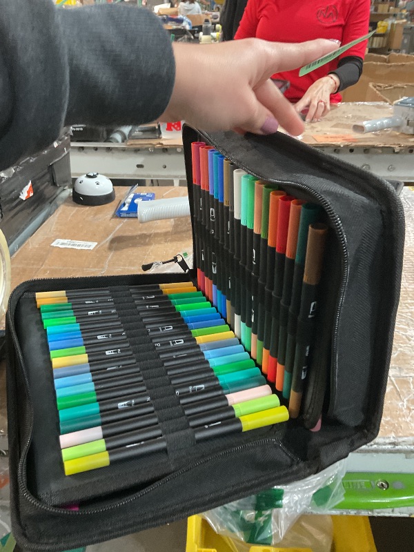 Photo 1 of ?120 Colors?Adult Coloring Book Markers No Bleed – Dual Felt Tip (Fine & Brush) Art Markers for Teens/Kids – Gel Acrylic Paint Pens Set for Sketching, Drawing, Rock Painting, Journaling, Non Bleeding.