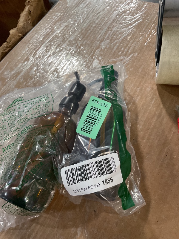 Photo 1 of ***(HEAVILY USED/ MINOR DAMAGE)***AmazerBath Amber Glass Soap Dispensers, 2 Glass Amber Pump Bottles, 17 Oz Dish Soap Dispenser, Kitchen Bathroom Hand Soap Dispensers for Hand Sanitiser, Shampoo, Lotion, Shower Gel Conditioner