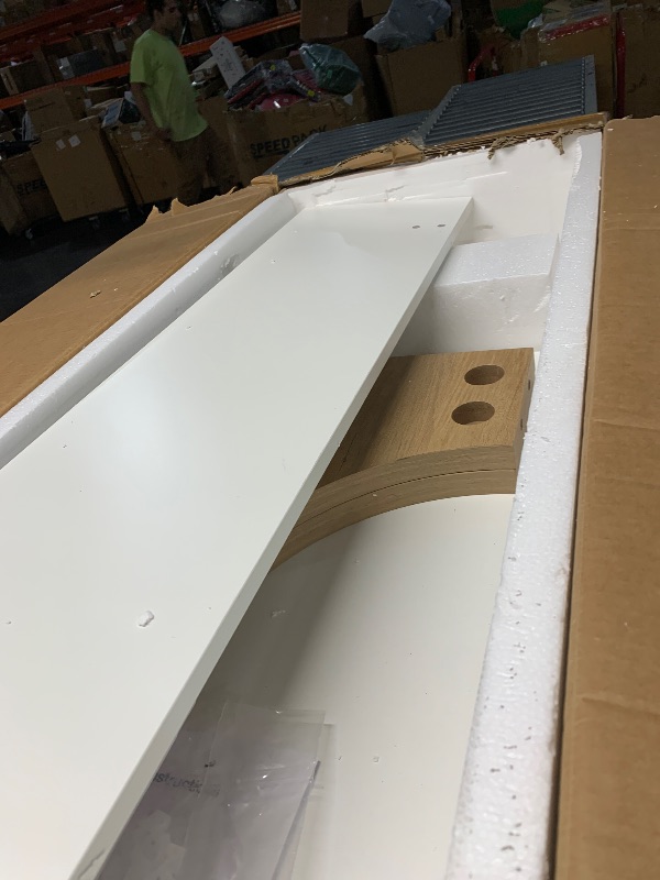 Photo 1 of ***PARTS ONLY***LITTLE TREE 74-Inch Executive L-Shaped Desk with Storage Cabinet & Shelves, Large Home Office Computer Desk, Modern Business Workstation for Professionals (Oak & White)