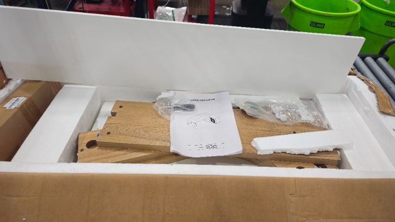 Photo 1 of ***PARTS ONLY***LITTLE TREE 74-Inch Executive L-Shaped Desk with Storage Cabinet & Shelves, Large Home Office Computer Desk, Modern Business Workstation for Professionals (Oak & White)