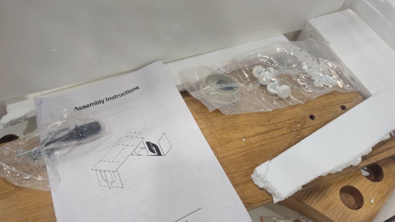 Photo 1 of ***PARTS ONLY***LITTLE TREE 74-Inch Executive L-Shaped Desk with Storage Cabinet & Shelves, Large Home Office Computer Desk, Modern Business Workstation for Professionals (Oak & White)