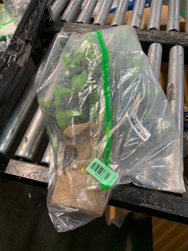 Photo 1 of [ 12 Modes & Timer] Christmas Artificial Tree LED Warm Lights Battery Operated Red Berries Pine Cone Burlap Base Indoor Home Christmas Decorations