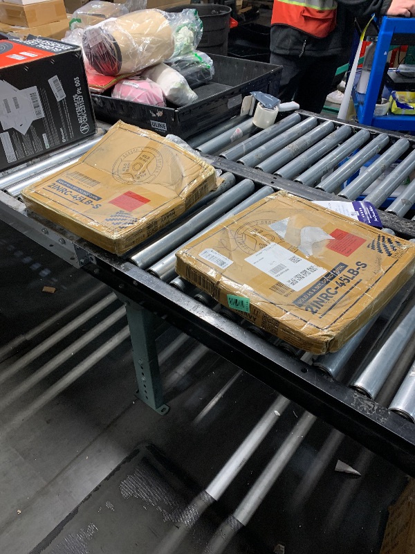 View 3 of ?45LB Pair?2" Cast Iron Weight Plates | (2 x 45LB) Black Plates with Silver Numbers | For Standard Barbell Bars & Home Gyms