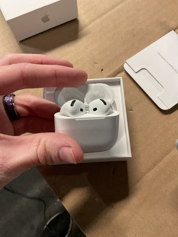 Photo 1 of ** FOR PARTS ONLY **
Apple AirPods 4 Wireless Earbuds, Bluetooth Headphones, with Active Noise Cancellation, Adaptive Audio, Transparency Mode, Personalized Spatial Audio, USB-C Charging Case, Wireless Charging, H2 Chip