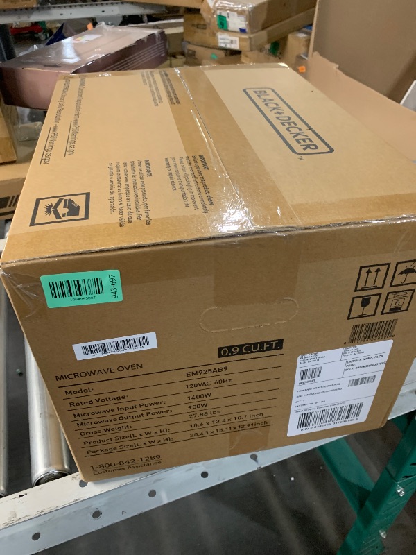 Photo 1 of ***FACTORY SEALED***BLACK+DECKER Digital Microwave Oven with Turntable Push-Button Door, Child Safety Lock, Stainless Steel, 0.9 Cu Ft