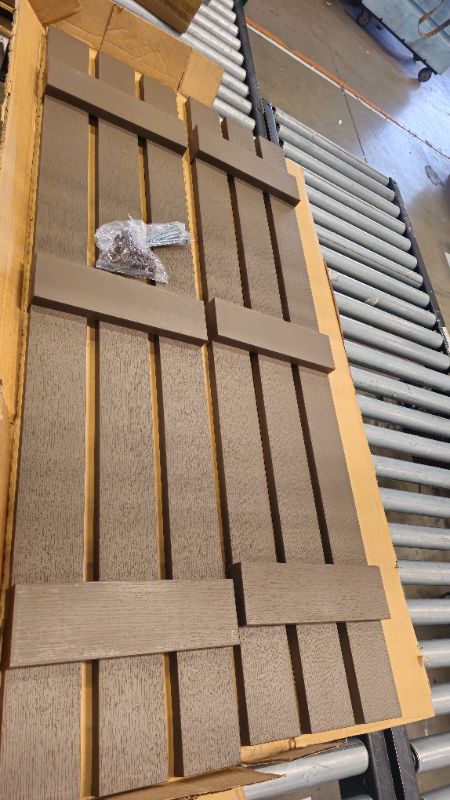 Photo 1 of 12"W x 54"H Lifetime Vinyl, TailorMade Three Board Spaced (2 Batten), Board-n-Batten Shutters, w/Shutter-Loks (Per Pair), French Roast