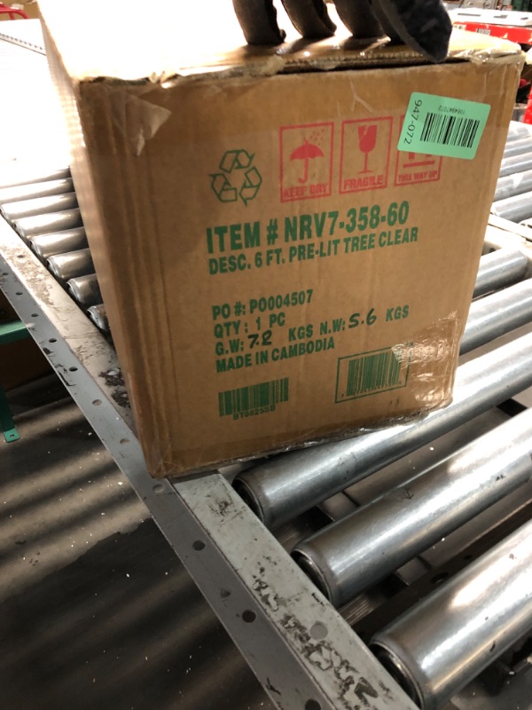 Photo 1 of National Tree Company First Traditions Artificial Linden Spruce Wrapped Christmas Tree, Fire Resistant and Hypoallergenic, 6 ft